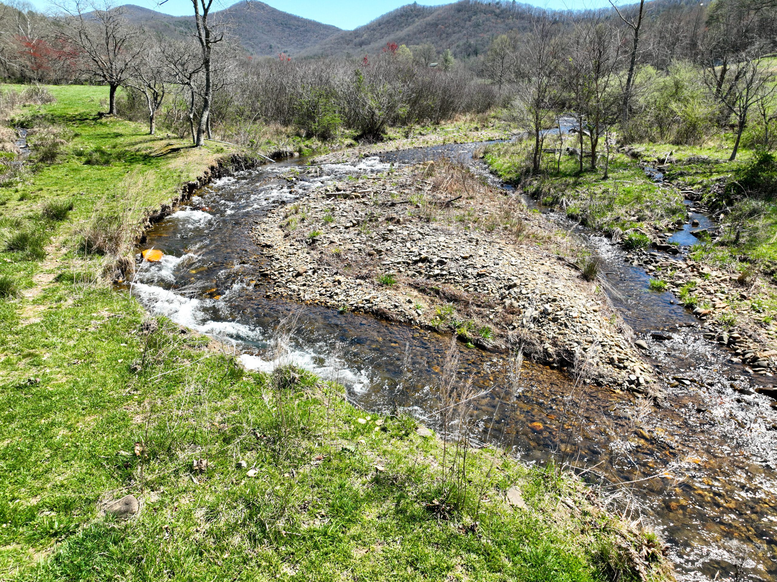 Close up of Mill Creek braided stream