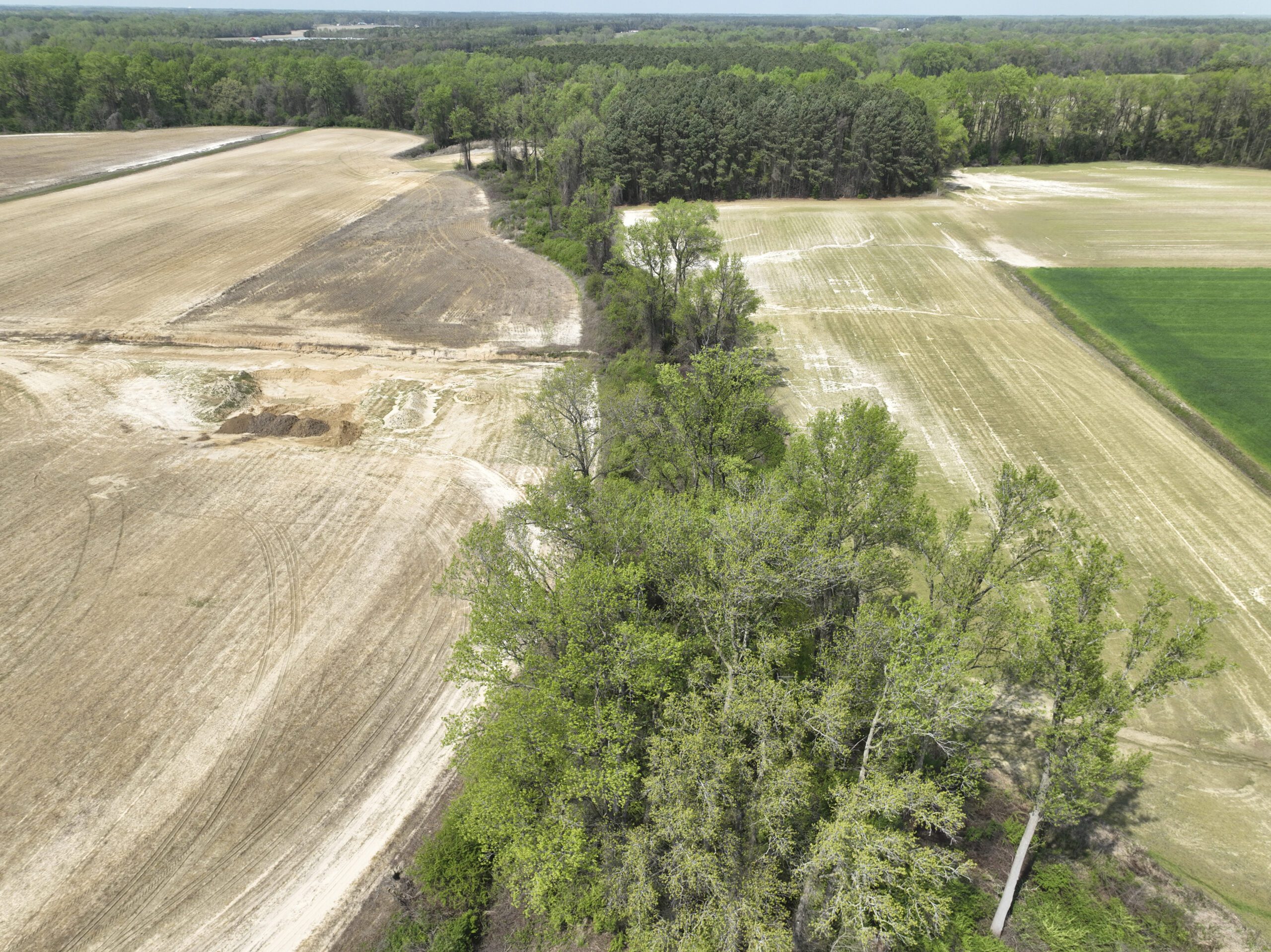 Aerial image a reach of New Farm Mitigation Site in the Neuse river basin in North Carolina for Eco Terra