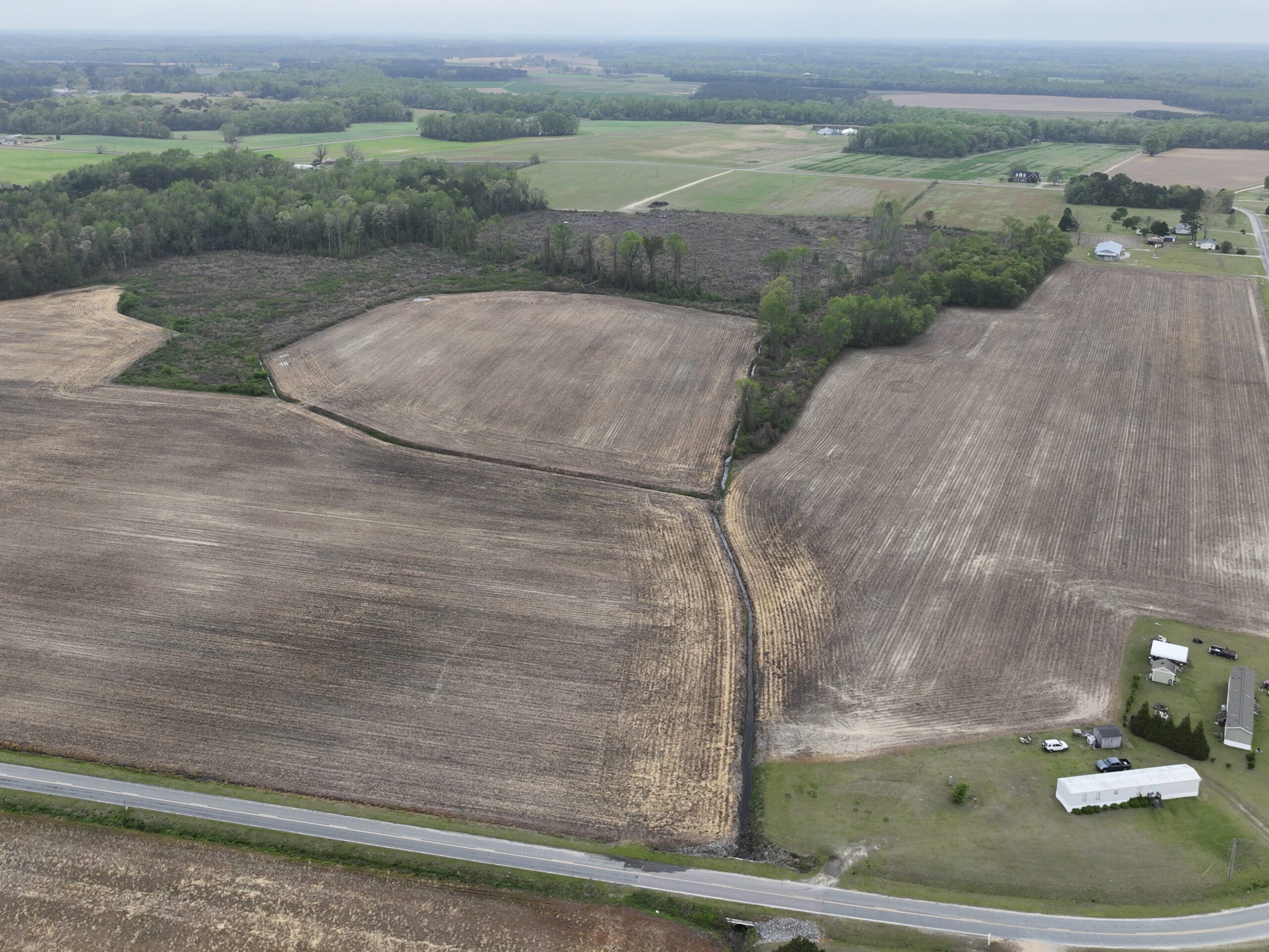 Aerial image of Acorn Mitigation Site in the Neuse river basin in North Carolina for Eco Terra