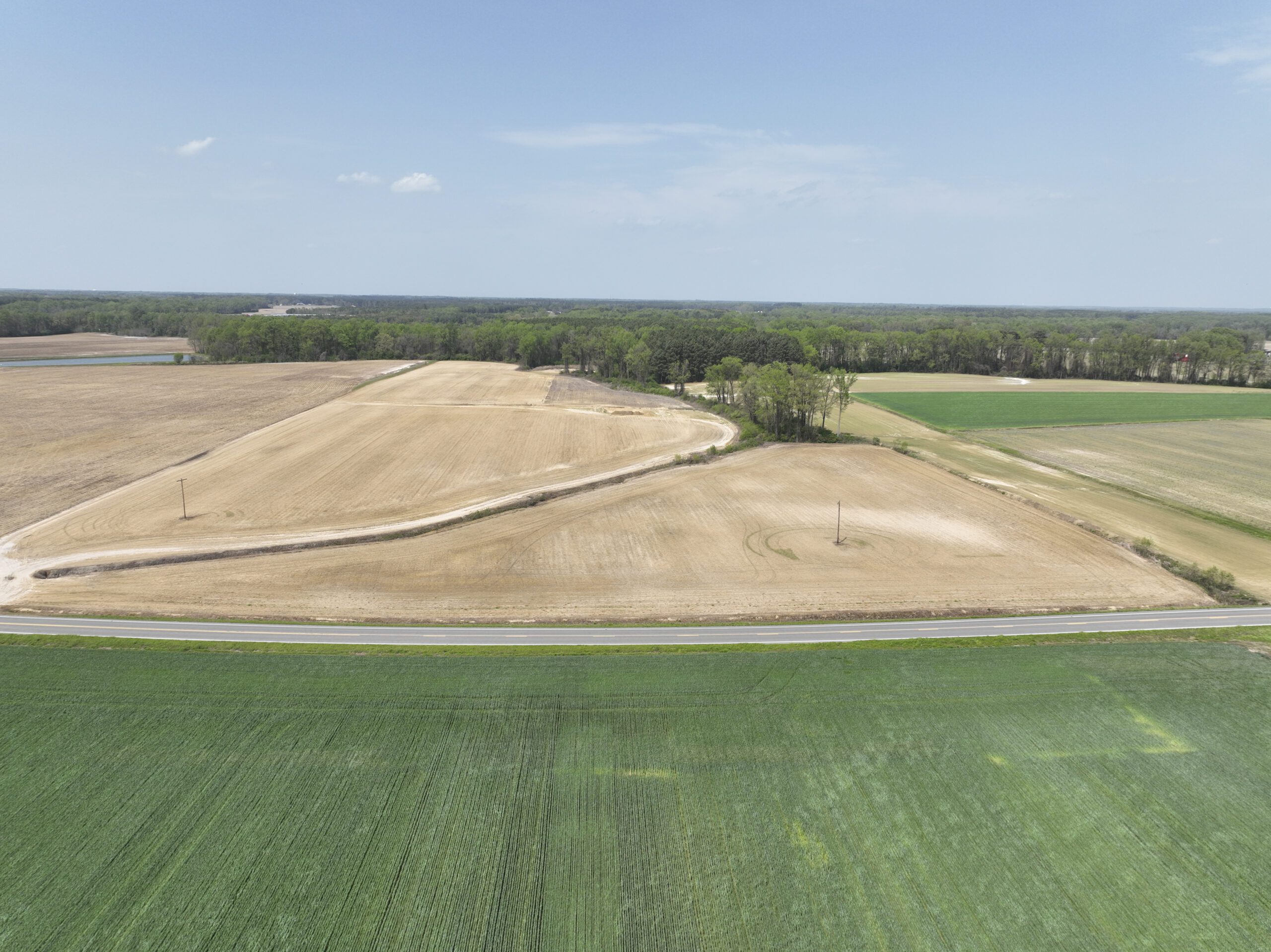 Aerial image (low profile) of New Farm Mitigation Site in the Neuse river basin in North Carolina for Eco Terra