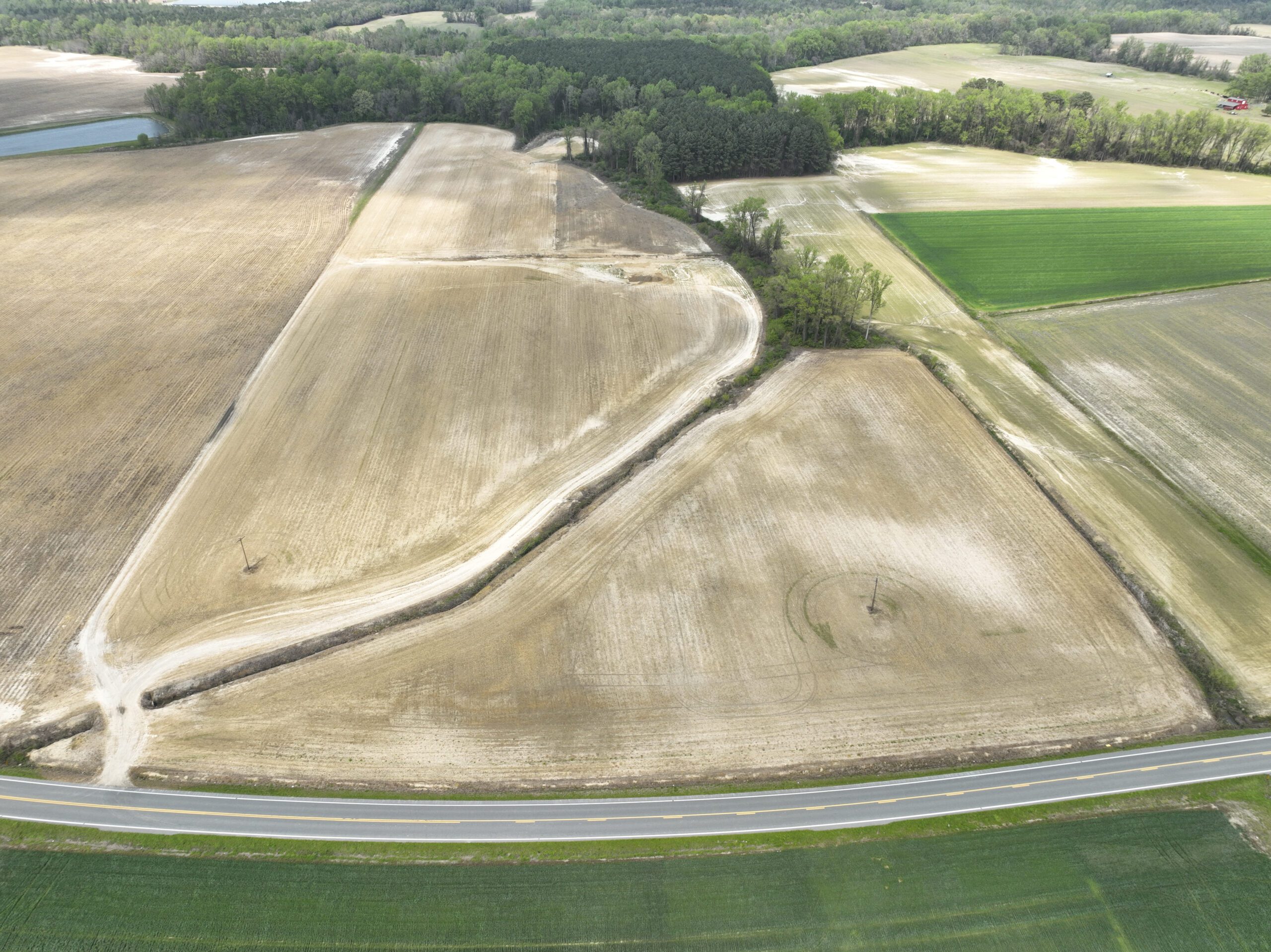 Aerial image of New Farm Mitigation Site in the Neuse river basin in North Carolina for Eco Terra