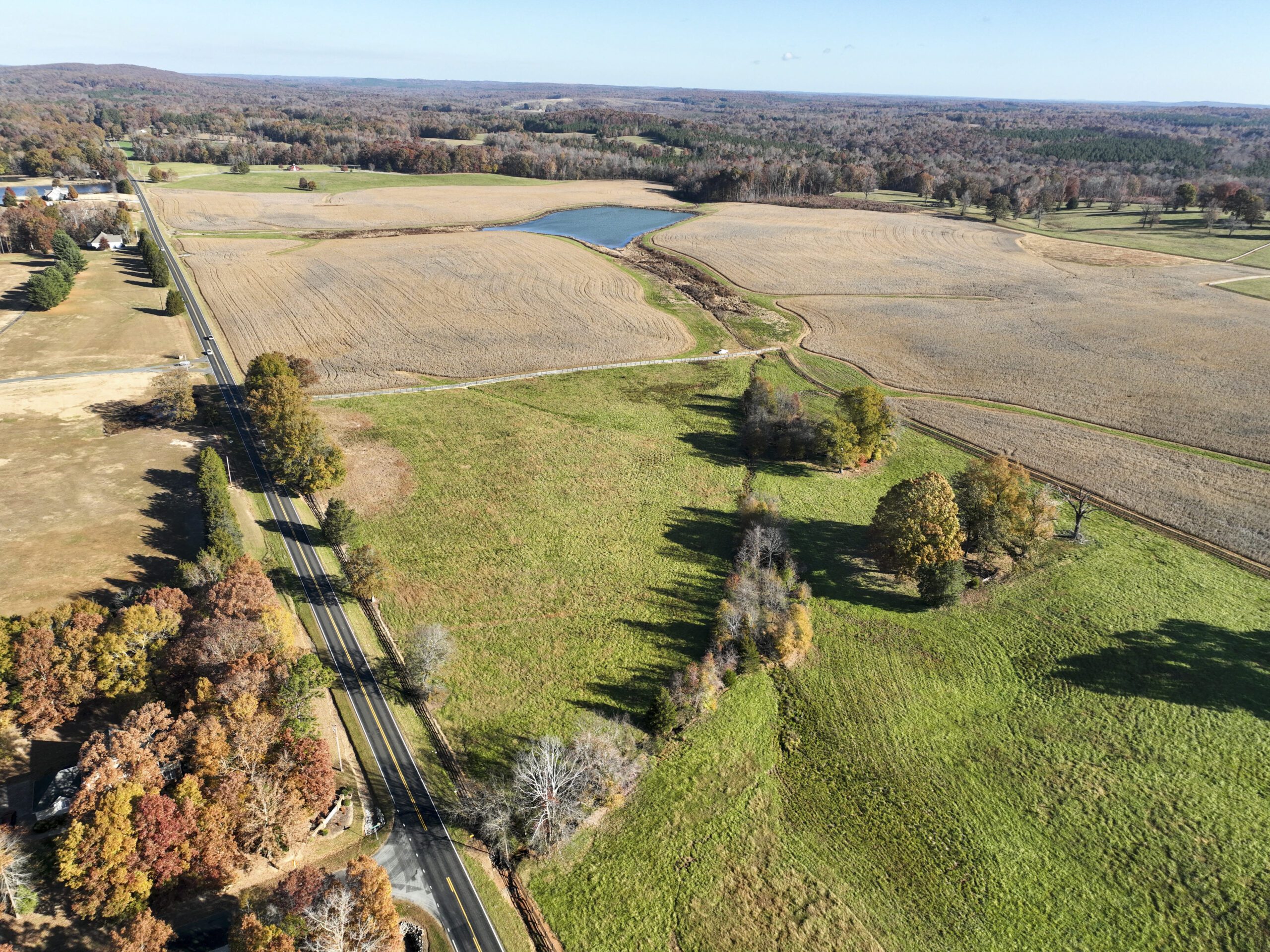 Drone overview shot of our mitigation bank project in Durham County, North Carolina, Alder Valley - Eco Terra