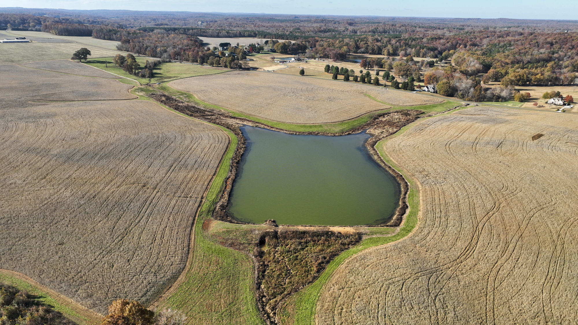 Back side drone shot of our mitigation bank project in Durham County, North Carolina, Alder Valley - Eco Terra