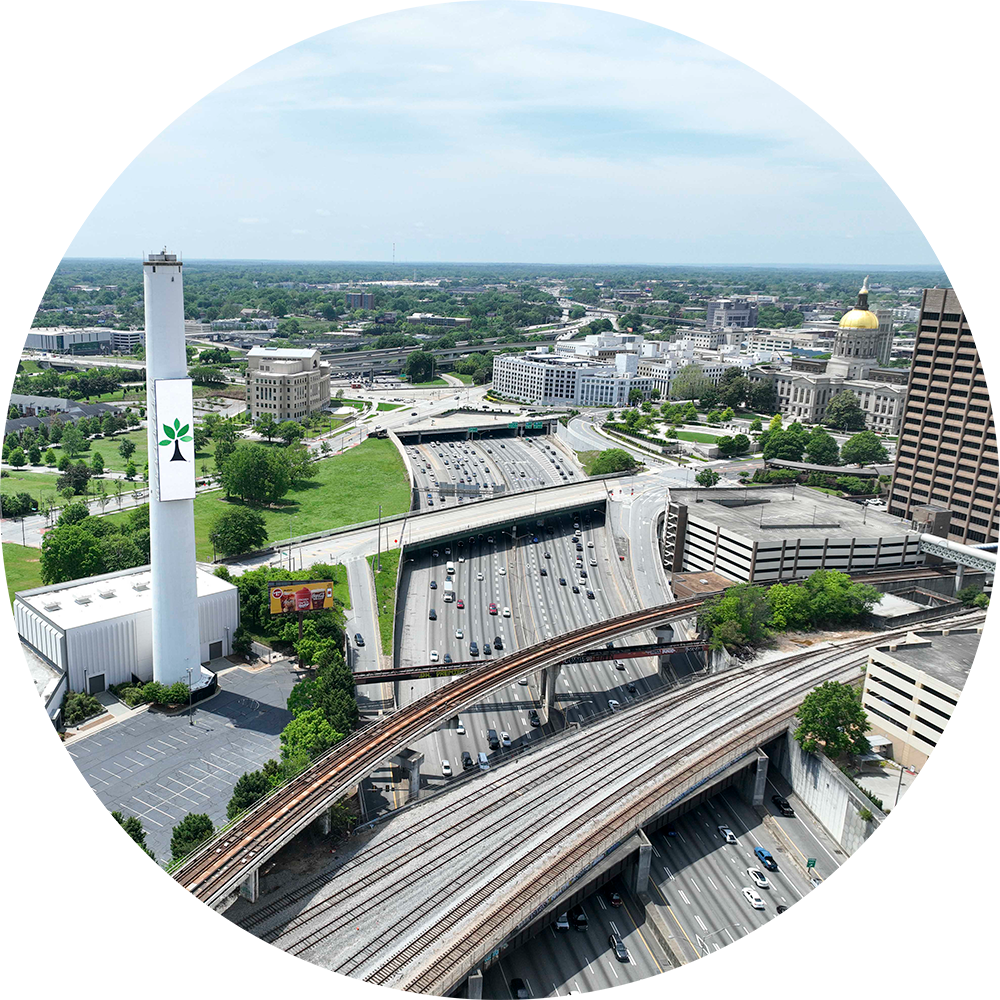 Drone image of our Corey Tower Eco Terra Ad in Atlanta, Georgia