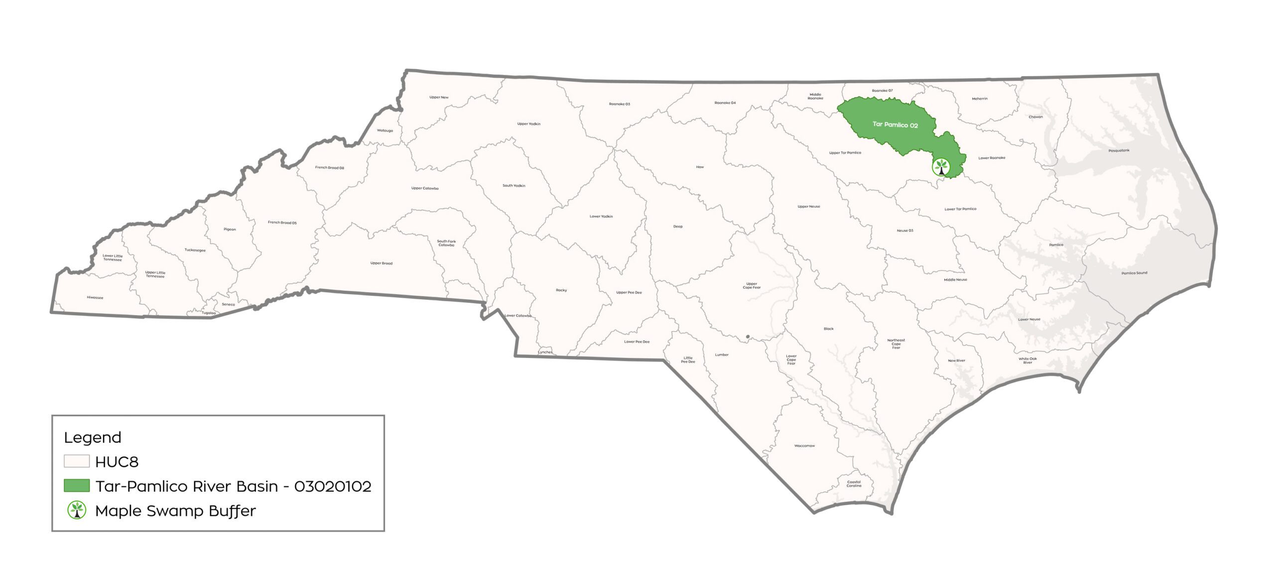 Map of Maple Swamp Buffer in the Neuse river basin in North Carolina - map by Eco Terra