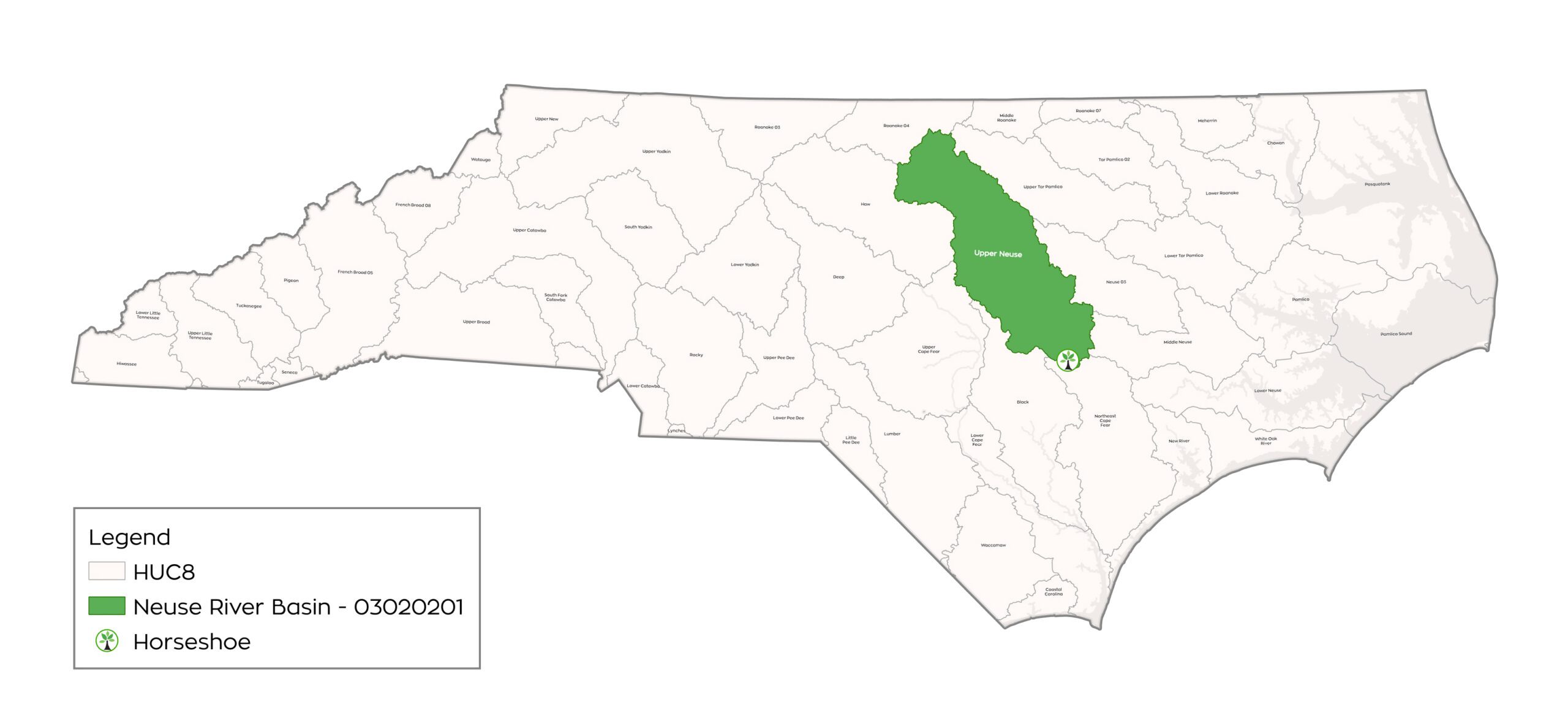 Map of Horseshoe in the Neuse river basin in North Carolina - map by Eco Terra