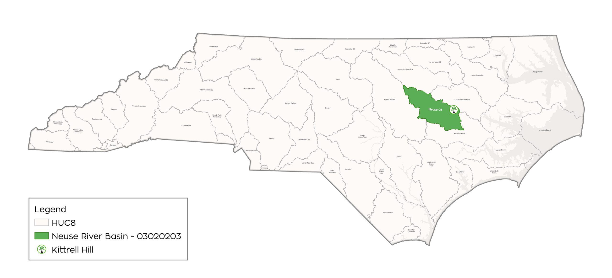 Map of Kittrell Hill in the Neuse river basin in North Carolina - map by Eco Terra